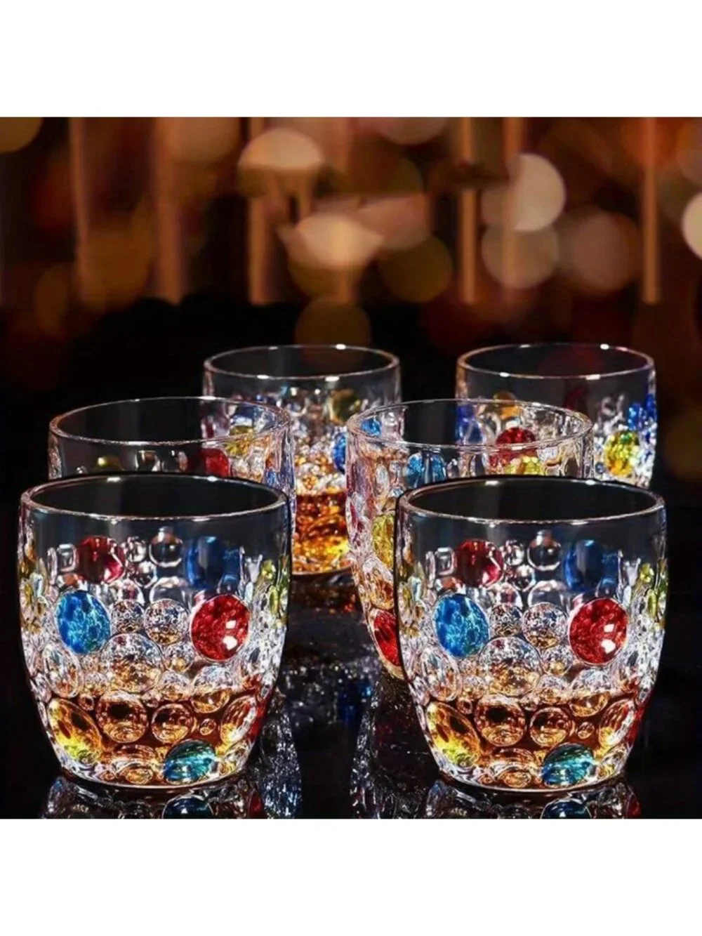 Colorful Lead-Free Glass Tumblers Set of 6 | Stylish Drinkware for Home
